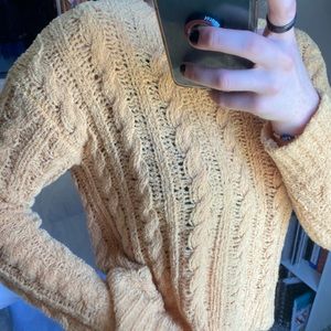 Mustard yellow crotchet sweater size small